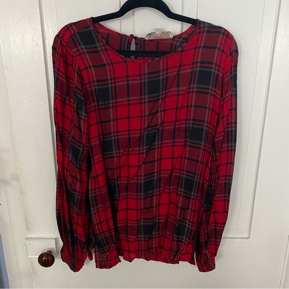 Loft Red & Black Plaid Shirt - Picture 4 of 7